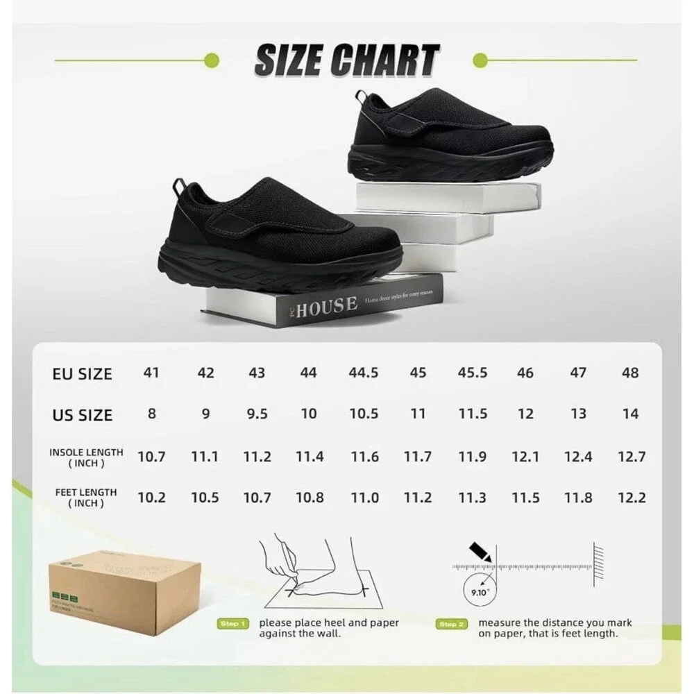 NEW Orthopedic Men's Wide Shoes Diabetic Slip On OrthoComFoot Size 11 Black